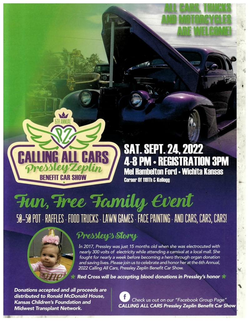 Flier promoting the Pressley Zeplin Benefit Car Show