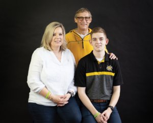A family portrait image of Kim, Jay and Sam Harter.