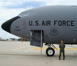 A large U.S. Air Force plane.